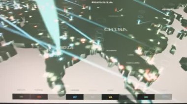 Kırmızı Hat 'taki Ai Ağı 3 boyutlu Dünya Animasyon Arkaplanı. Dijital Dünya 'da Virüs Saldırısı Uyarısı. Küresel Salgın Hastalıklı ya da Hackleme Yayılımı Konsepti. İnsanlık Bağlantıları Güvenlik Engelleme Zinciri