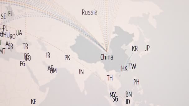 Карта Світу Стрілками Даних Єднана Країни Кращі Щоденні Атаки Ddos — стокове відео