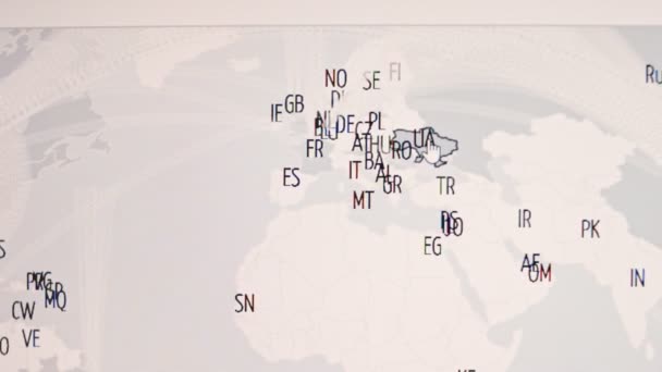 Mapa Del Mundo Con Flechas Datos Conectan Desde País Principales — Vídeo de stock
