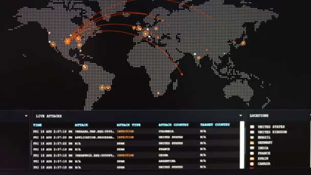 感染病毒 全球黑客攻击的小工具和计算机的数量 受感染电脑及装置的倒计时 — 图库视频影像