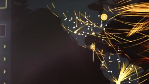 Язки Network Red Line Earth Animation Background Virus Attack Warning — стокове відео