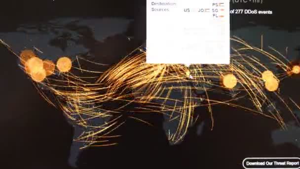 Connections Network Red Line Earth Animation Background Varování Před Útokem — Stock video