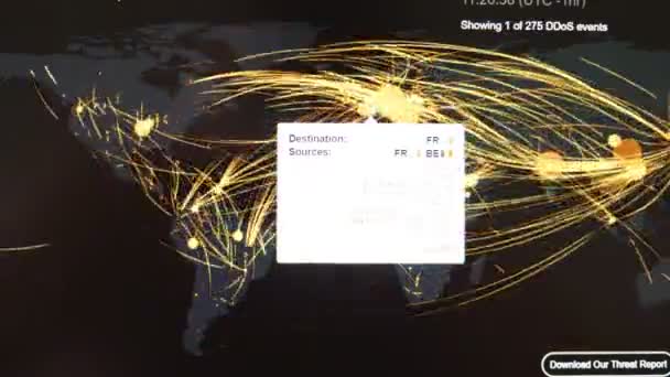 Red Line Earthアニメーションの背景にあるAiネットワーク デジタルワールドでのウイルス攻撃警告 感染症やハッキングの概念世界的な広がり 人類の接続セキュリティブロックチェーン — ストック動画