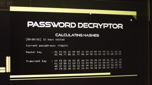Begreppet Internetbrottslighet Lösenorddekryptor Beräkning Aska — Stockvideo