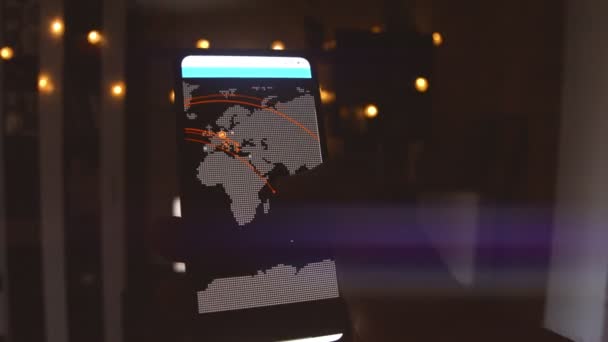 Карта Світу Різними Цілями Кібератаки Телефону Хакерство Концепція Технології Макрос — стокове відео