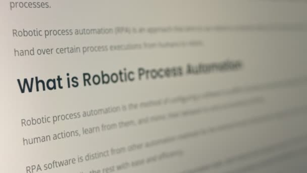 Robotautomatizálás Információ Modern Technológiáról Böngészőben Modern Koncepció Közelkép — Stock videók