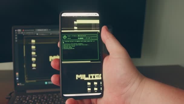 Безопасность Содержание Защита Хакер Отслеживает Адрес Убийц Мобильном Телефоне — стоковое видео