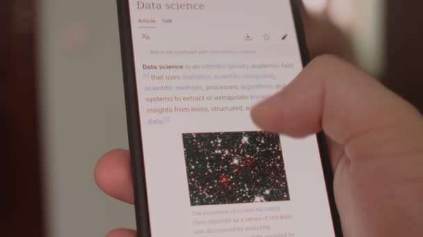 Data Science Obecné Informace Datové Vědě Mobilní Obrazovce — Stock video