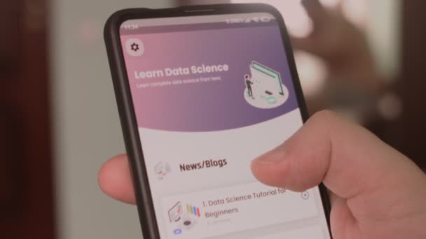 Data Science Learning Information Data Science Beginners Mobile Screen Macro — Stock Video