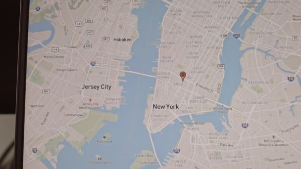 纽约上空原子弹爆炸半径的模拟 核战争与威胁概念 美国地图 — 图库视频影像