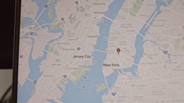 纽约上空原子弹爆炸半径的模拟 核战争与威胁概念 美国地图 — 图库视频影像