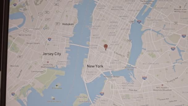 ニューヨークの核爆弾半径のシミュレーション 核戦争と脅威の概念 アメリカ合衆国の地図 ニューヨーク — ストック動画