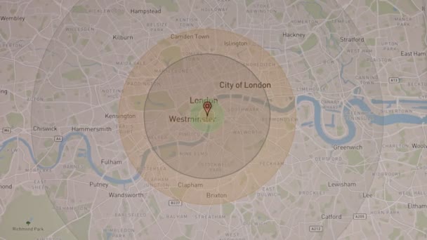 Моделювання Радіусу Вибуху Ядерної Бомби Над Лондоном Велика Британія Ядерна — стокове відео