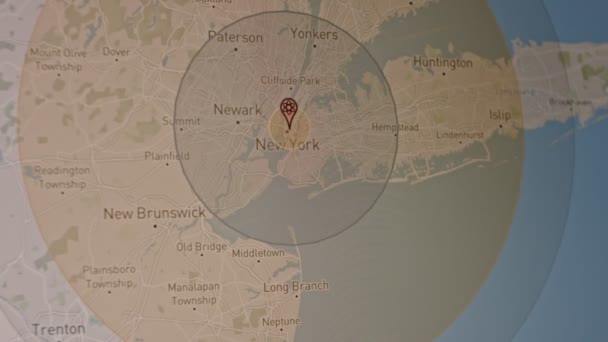 Simulace Poloměru Výbuchu Nukleární Carské Bomby Nad New Yorkem Usa — Stock video