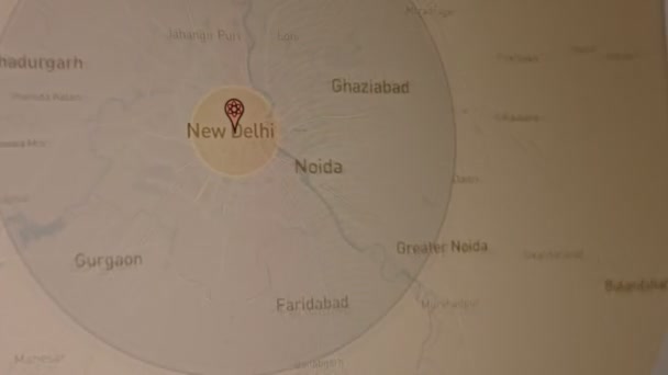Simulering Atombombsradien Över New Delhi Indien Kärnvapenkrig Och Hotbild Karta — Stockvideo