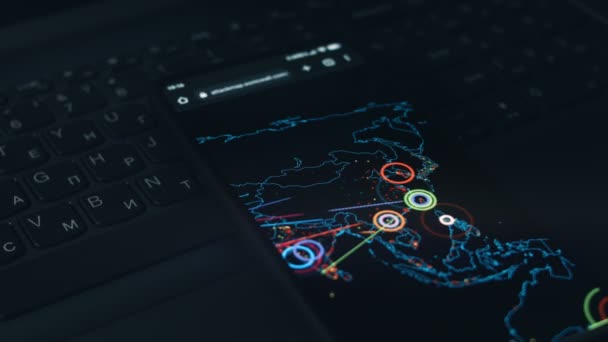 화면에서 사이버 공격의 시뮬레이션 사이버 사이버 — 비디오