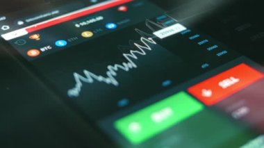 Cep telefonu ekranındaki animasyon grafikleri için dinamik veri görselleri. Ticaret, borsa ve kripto dünyasını araştır. Hologram etkisi