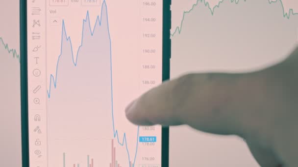 Kryptowährungshandelschema Anleger Prüfen Den Preisindex Für Bitcoin Und Andere Kryptowährungen — Stockvideo