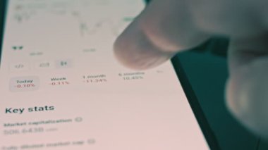 Cep telefonu ekranındaki animasyon grafikleri için dinamik veri görselleri. Ticaret, borsa ve kripto dünyasını araştır. Hologram etkisi