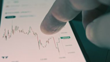 Cep telefonu ekranındaki animasyon grafikleri için dinamik veri görselleri. Ticaret, borsa ve kripto dünyasını araştır. Hologram etkisi