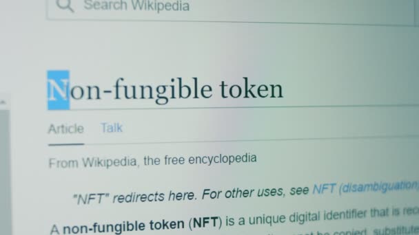 Información Sobre Token Fungible Pantalla Ordenador Token Fungible Nft Activo — Vídeo de stock