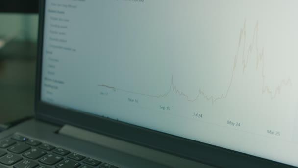 Bilgisayar Ekranındaki Şifreli Veriler Kripto Para Birimi Konsepti Bitcoin Fiyatları — Stok video