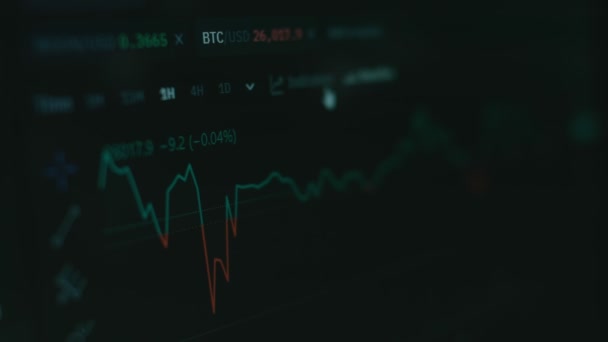 Kryptodaten Auf Einem Computerbildschirm Kryptowährungskonzept Marktpreise Finanzindizes Von Bitcoin Ändern — Stockvideo