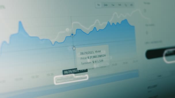 Crypto Data Computer Screen Financial Indexes Bitcoin Change Time Market — Stock Video