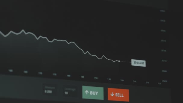 Analis Investor Perdagangan Menggunakan Komputer Analisis Untuk Pasar Saham Keuangan — Stok Video