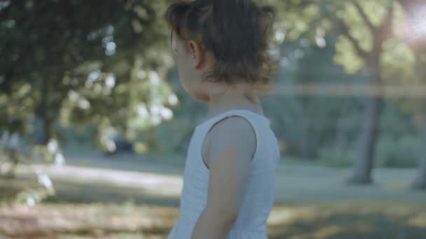 Güneşli Bir Yaz Gününde Beyaz Bir Elbise Giyen Kuyruklu Şirin — Stok video