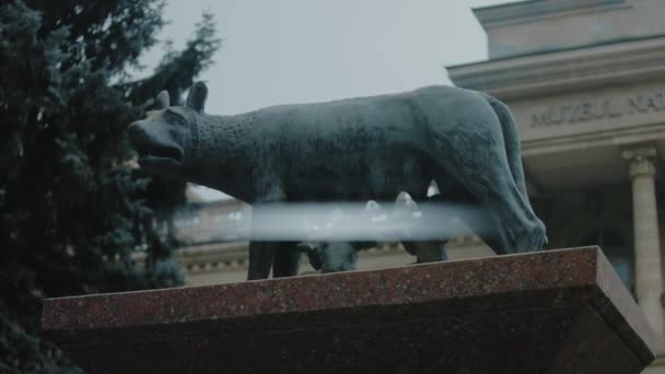 Capitoline Wolf Monument Central Chisinau Moldavië — Stockvideo