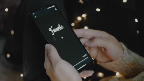 Inscripción Favorita Tradición Navideña Smartphone Diseñador Haciendo Diseño Navidad Aplicación — Vídeos de Stock