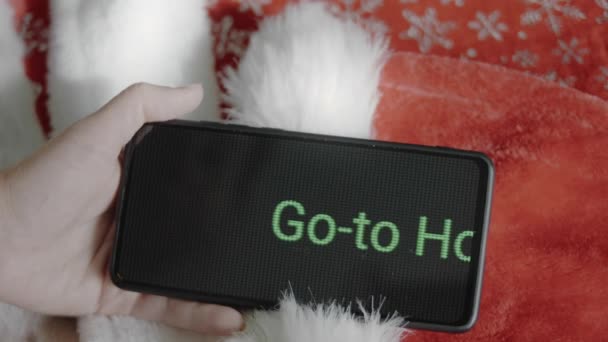 Nyaralás Kezelésére Felirat Okostelefon Tervező Hogy Karácsonyi Design Mobil App — Stock videók