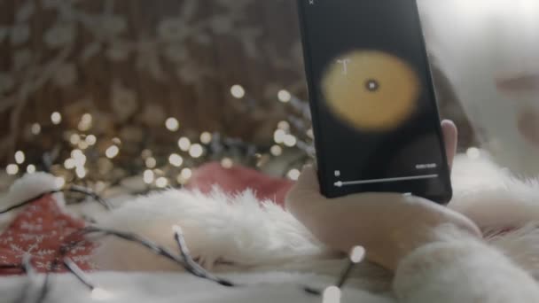 Resor För Jul Inskription Smartphone Designer Gör Juldesign Mobilappen Julbelysning — Stockvideo