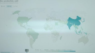 Pirinç üretimi 1961 'den 2021' e kadar bilgisayar ekranında zaman aşımına uğradı. Pirinç üretimi liderleri