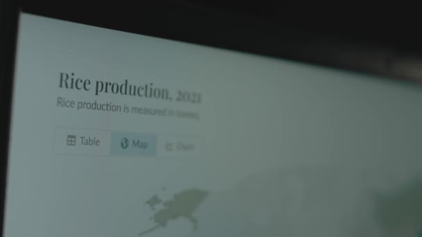 计算机屏幕上的2021年玉米生产世界地图 — 图库视频影像