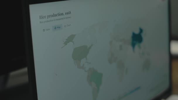 Produkcja Ryżu Latach 1961 2021 Światowa Mapa Czasu Lapse Ekranie — Wideo stockowe