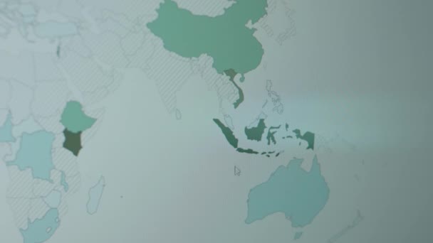 1961年から2021年まで アボカドの世界地図はコンピュータ画面でタイムラプスします アボカド生産の首脳国 インドネシア — ストック動画