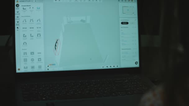 Архитектор Вставляет Окно Проект Помещения Создание Дизайна Помощью Приложения Компьютере — стоковое видео