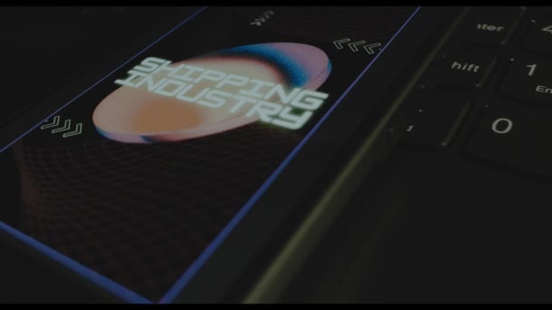 Frakt Industri Innskrift Smarttelefonskjermen Designer Lage Reklame Design Mobil App – stockvideo