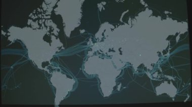 Okyanusların ve denizlerin dibinden geçen denizaltı internet kabloları. Akdeniz, Trakya Denizi.