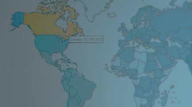 Ülke bazında sosyal medya kullanıcıları. Dünya haritası. Kanada, ABD, Meksika