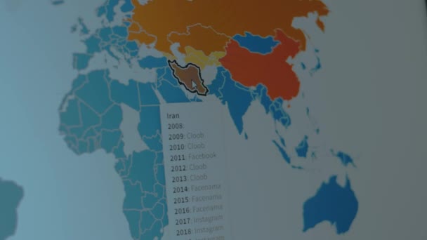 Mapa Mundial Las Redes Sociales 2008 2020 Países Asiáticos — Vídeo de stock
