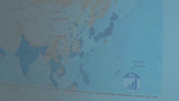 Mapa Zasięgu Całym Świecie Japonia — Wideo stockowe