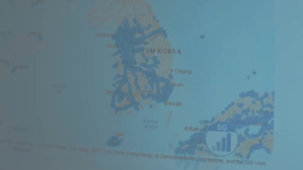 Mapa Cobertura Todo Mundo Corea Del Sur — Vídeo de stock