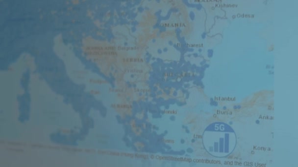 Dünya Çapındaki Haritası Yunanistan Bulgaristan Romanya — Stok video