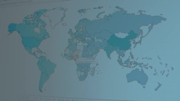 Користувачі Соціальних Мереж Країною Карта Світу Африка Європа — стокове відео