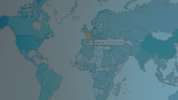 Användare Sociala Medier Land Världskarta Europa — Stockvideo