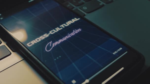 Inskripsi Komunikasi Budaya Layar Telepon Genggam Komunikasi Dan Konsep Keragaman — Stok Video