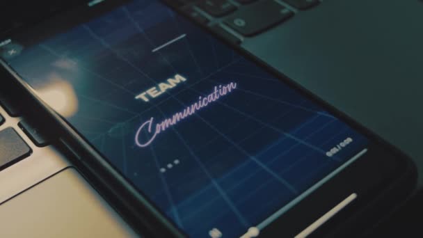Napis Komunikacji Grupowej Ekranie Telefonu Komórkowego Komunikacja Koncepcja Biznesu Efekt — Wideo stockowe